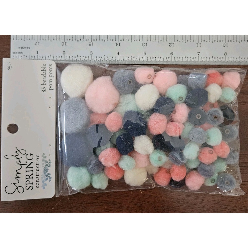 Simply Spring Construction Crafting Pom Poms 85 Pieces New Multicolor Multi Size - Picture 9 of 9